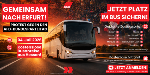 Sharepic Gemeinsam nach Erfurt - jetzt Platz im Bus sichern und ein Reisebus